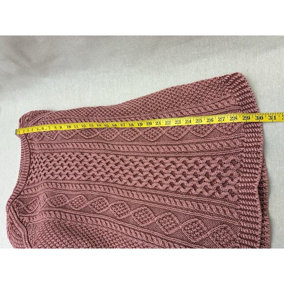 L.L.Bean Signature Cotton Fisherman Tunic Sweater L Rose Cable Knit - Picture 14 of 16